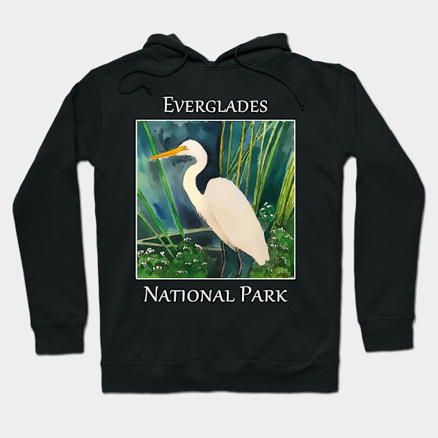 Great white egret standing in the water at Everglades National Park in Florida Hoodie by WelshDesigns